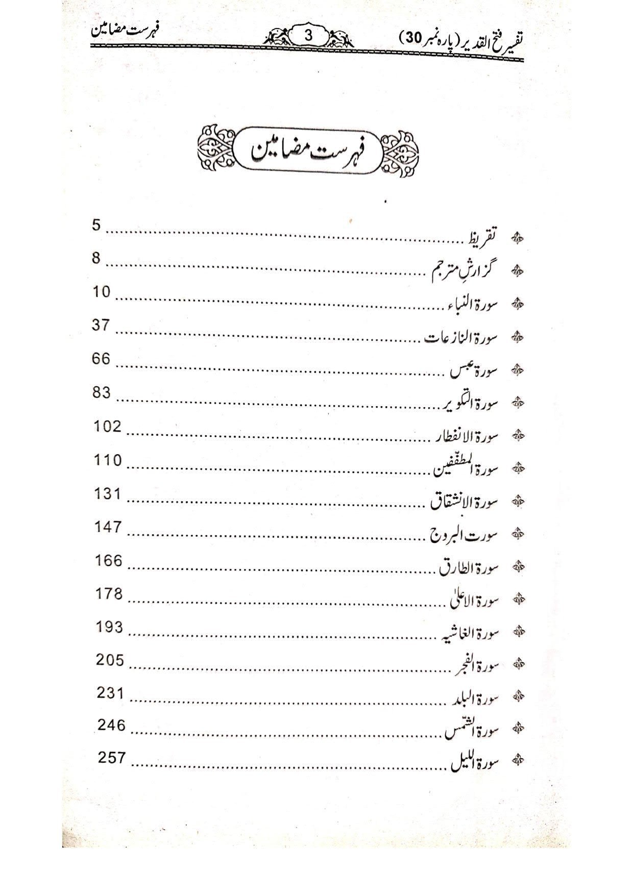 Tafseer Fathul Qadeer (Para 30)تفسیر فتح القدیر تیسواں پارہ