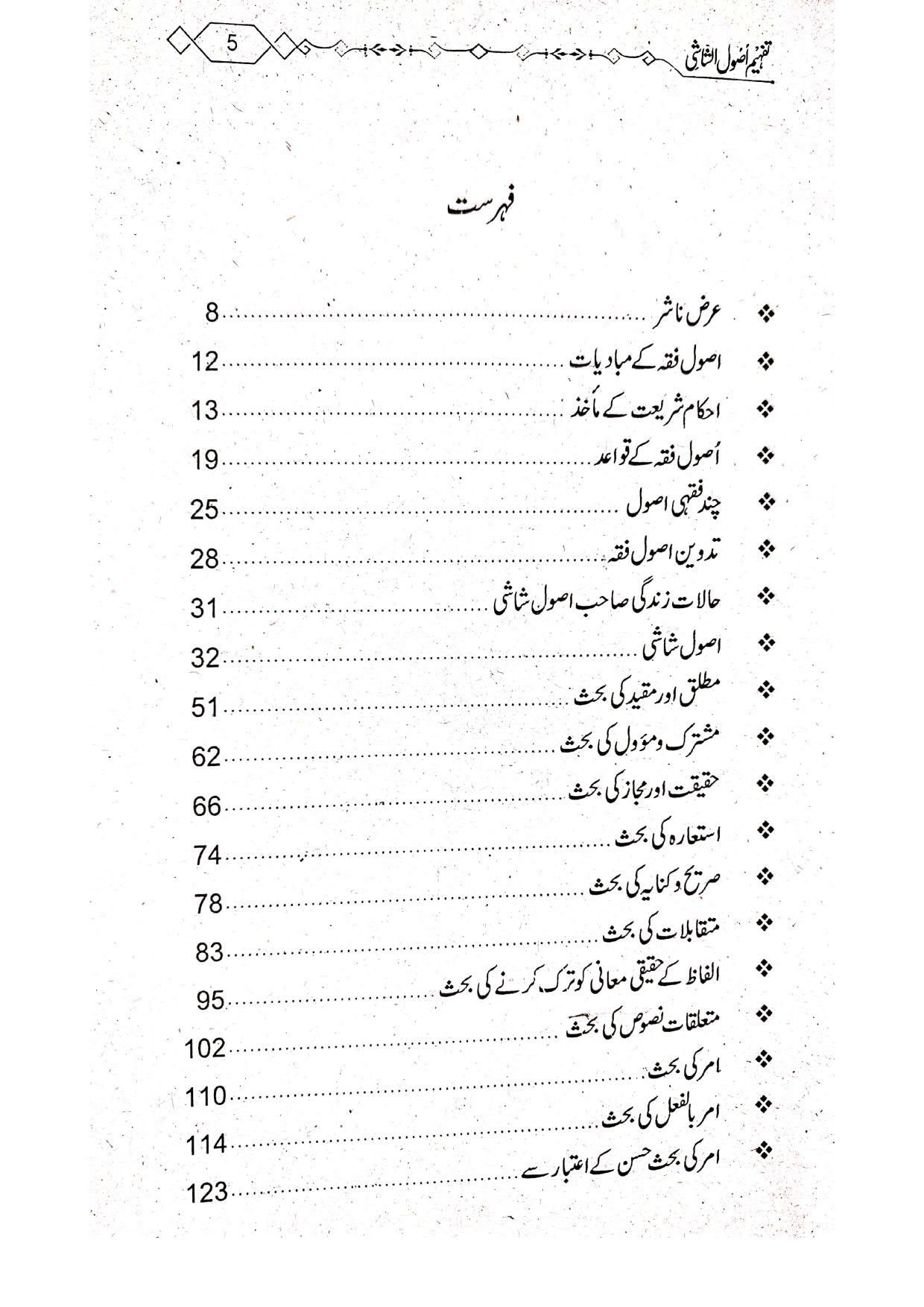 Tafheem Usool e Shashi (Mutarajam) تفہیم اصول الشاشی(مترجم)سوالاجوابا